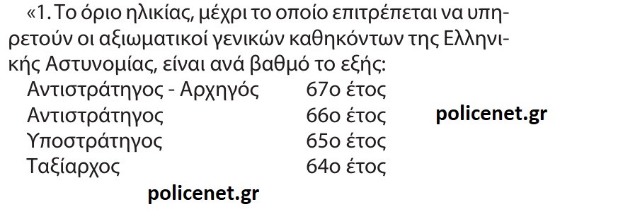 ορια αποστρατοι